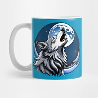 Wolf howling at moon tshirts Mug